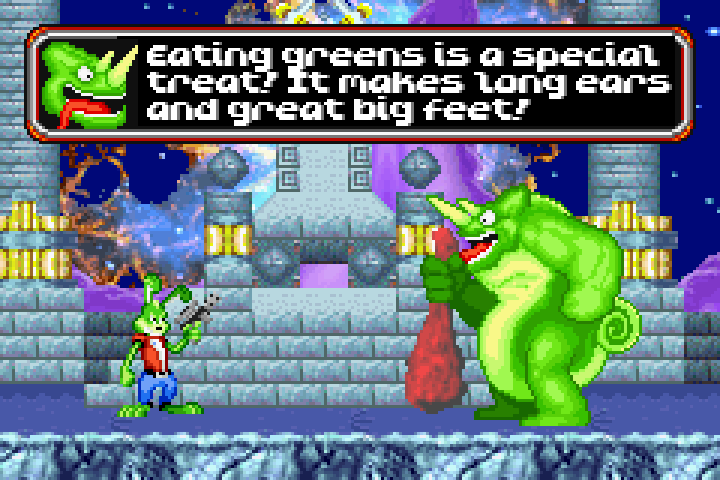 KING CHAMELEON: Eating greens is a special treat! It makes long ears and great big feet!