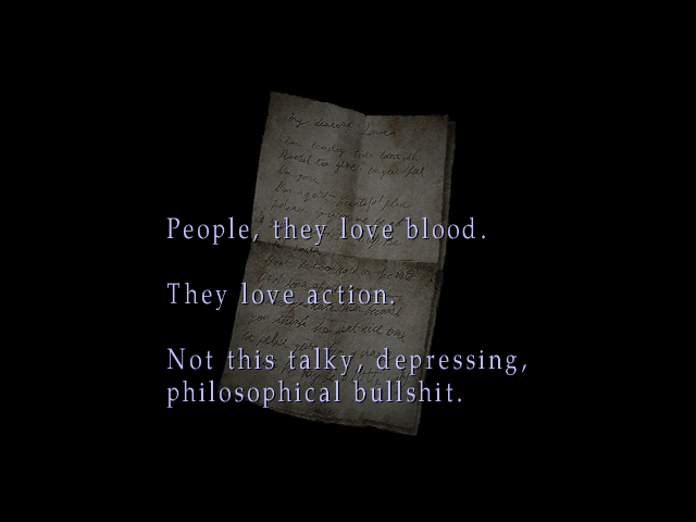 LETTER FROM MARY: People, they love blood. They love action. Not this talky, depressing, philosophical bullshit.
