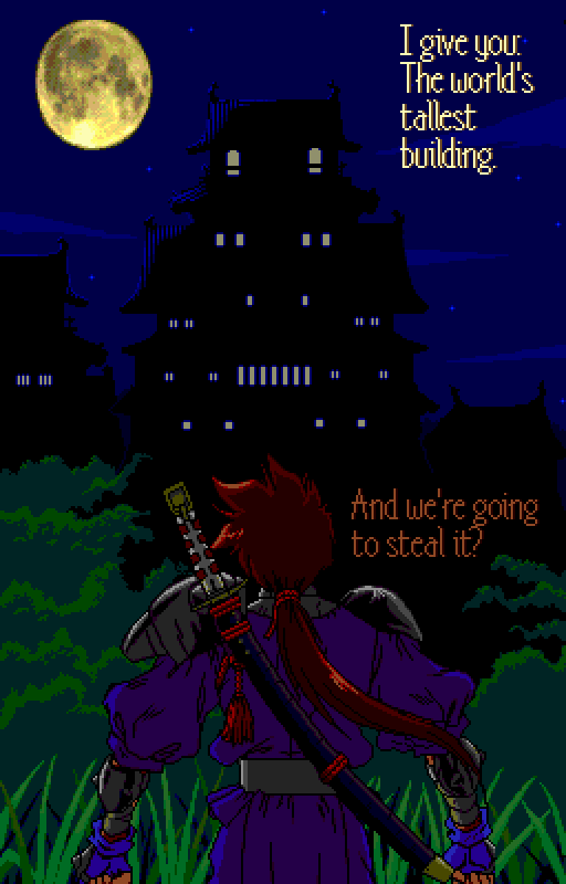 YOSHIKAGE: I give you: The world's tallest building. KAZE KIRI: And we're going to steal it?