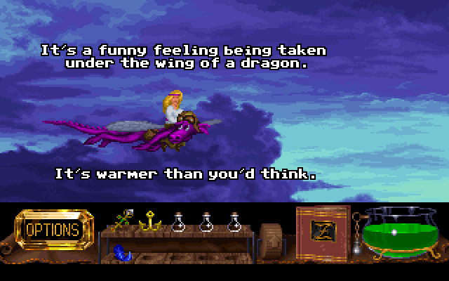 ZANTHIA: It's a funny feeling being taken under the wing of a dragon. It's warmer than you'd think.