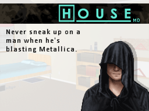 HOODED FELLOW: Never sneak up on a man when he's blasting Metallica.