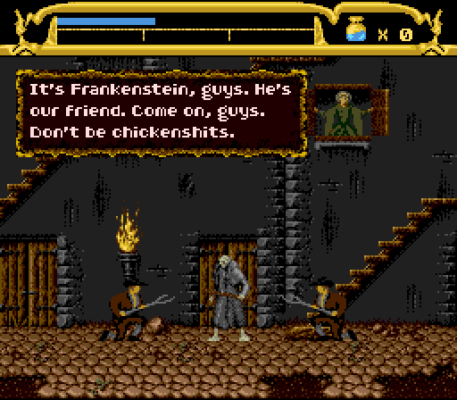 GRANNY: It's Frankenstein, guys. He's our friend. Come on, guys. Don't be chickenshits.