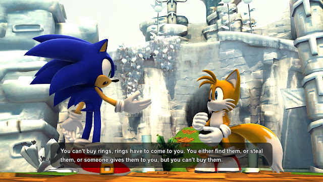 SONIC: You can't buy rings, rings have to come to you. You either find them, or steal them, or someone gives them to you, but you can't buy them.