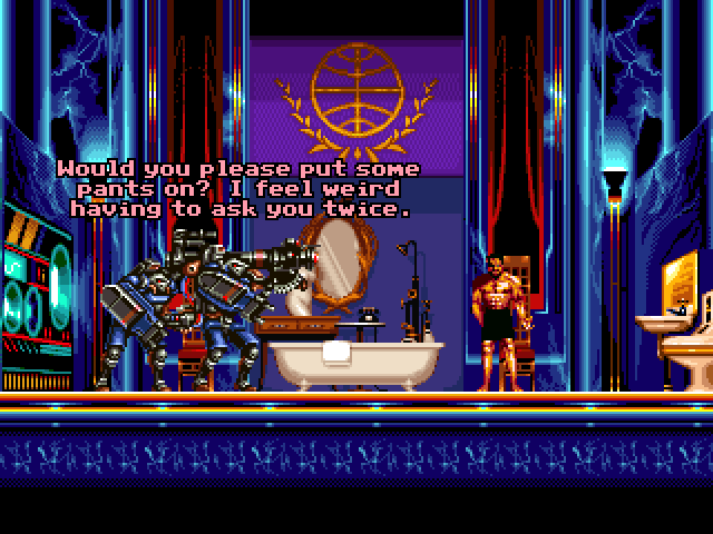 POLICE OFFICER: Would you please put some pants on? I feel weird having to ask you twice.