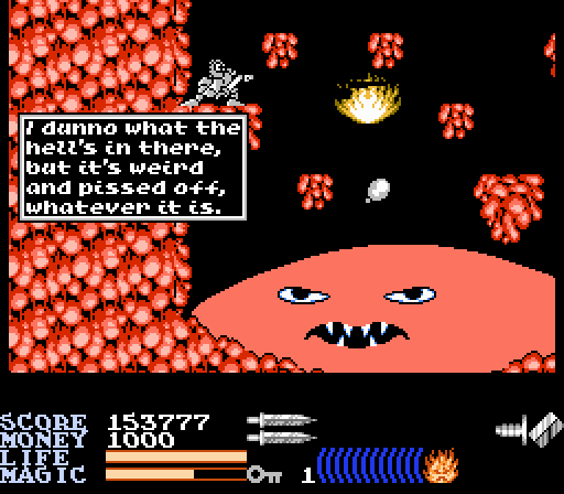 KNIGHT: I dunno what the hell's in there, but it's weird and pissed off, whatever it is.