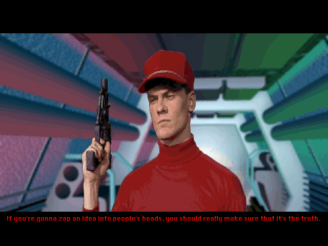 MOON CHILD SECURITY GUARD: If you're gonna zap an idea into people's heads, you should really make sure that it's the truth.