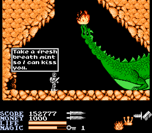 KNIGHT: Take a fresh breath mint so I can kiss you.